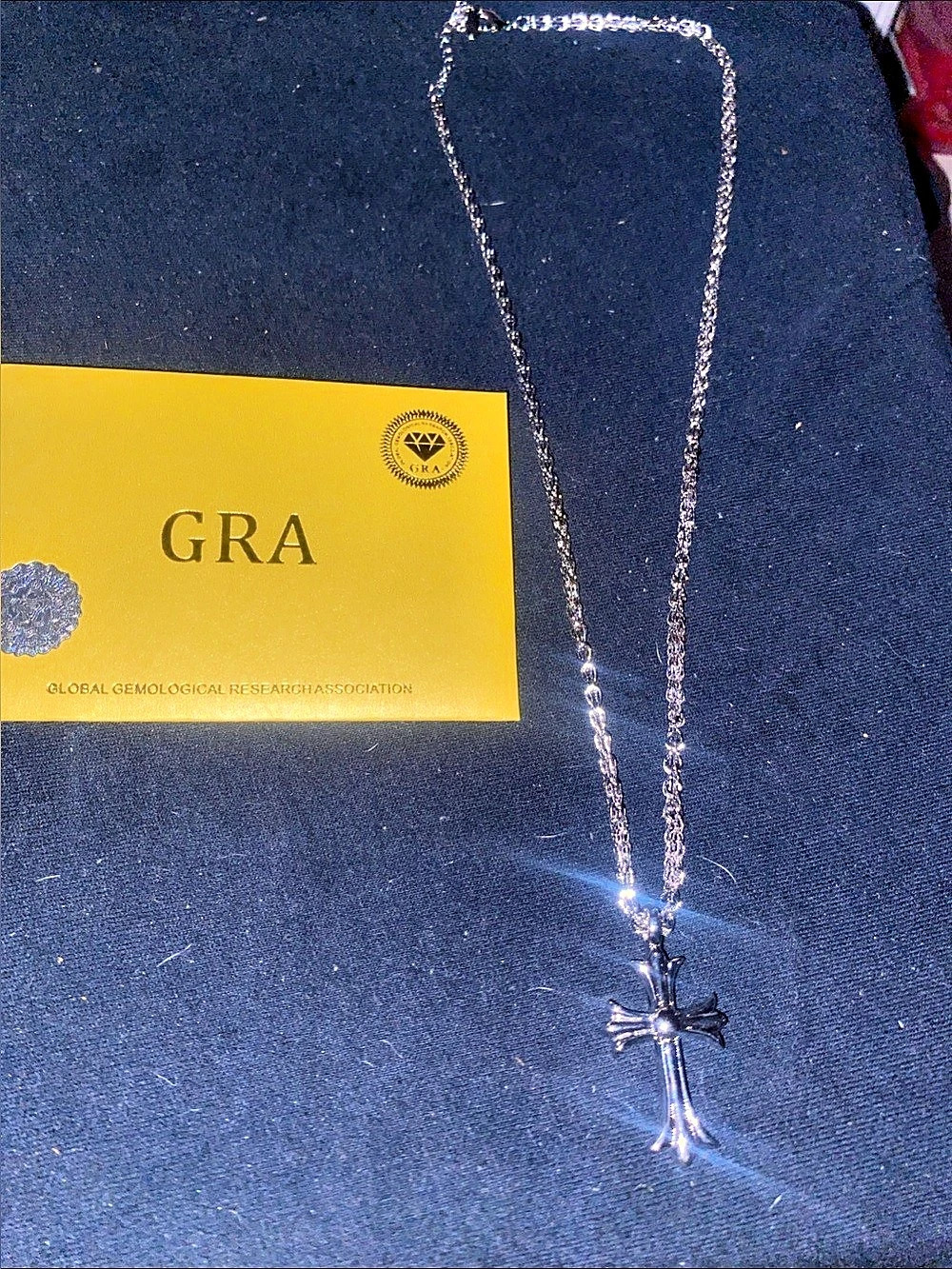 Moissanite Cross Pendant Necklace in Silver Like 0.2ct color D